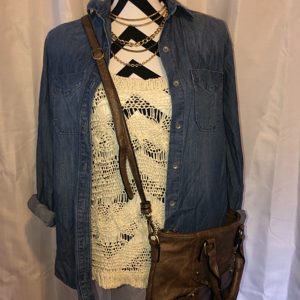 Express denim button down